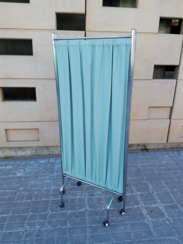 biombo 3hojas hospital plegable inox tela verde 174x74_5-208x40 (45eu.) 1u